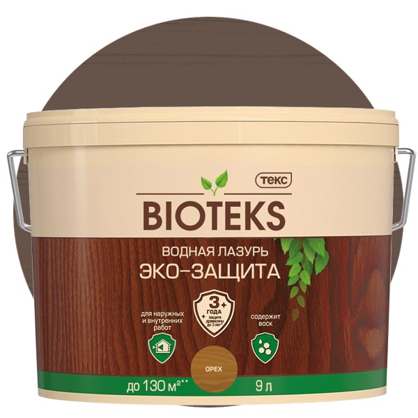 Лазурь водная Текс Bioteks Эко-Защита орех 9 л