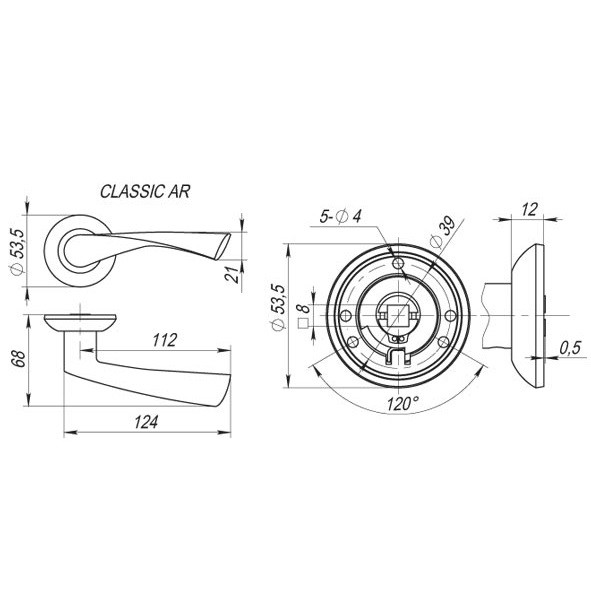 Ручка дверная Fuaro Classic AR GP/SG-5  