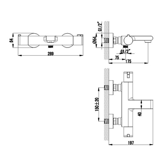 Смеситель для ванны термостатический Lemark Yeti LM7832C