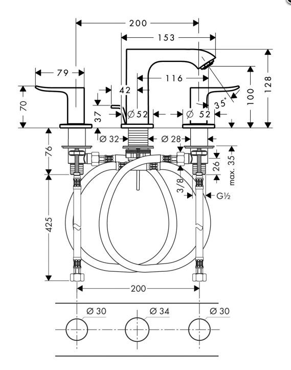 Смеситель для раковины Hansgrohe Metris 100 31083000