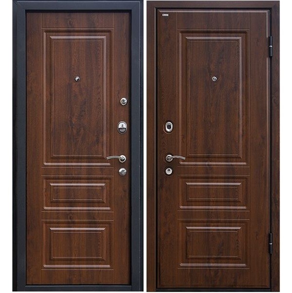 Дверь входная металлическая МеталЮр М11 левая 2050х860 мм снаружи и внутри МДФ винорит Темный орех