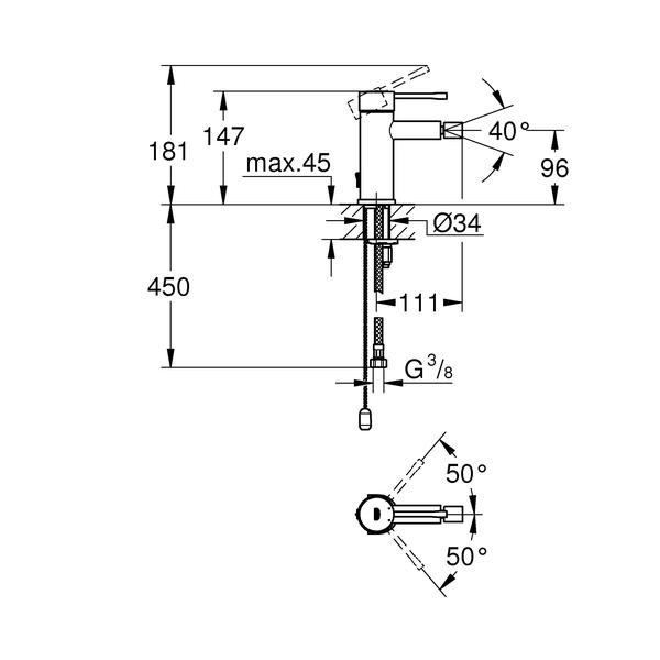Смеситель для биде Grohe Essence+ 32934001 с цепочкой
