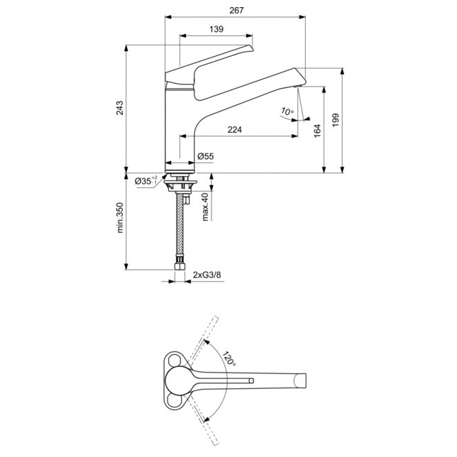 Смеситель для кухни Ideal Standard Retta B8981AA