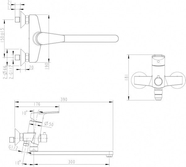 Смеситель для ванны Bravat Line F65299C-LB-RUS