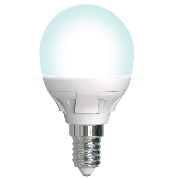 Лампа светодиодная Uniel Яркая LED-G45 7W/4000K/E14/FR/DIM PLP01WH диммируемая матовая 4000K