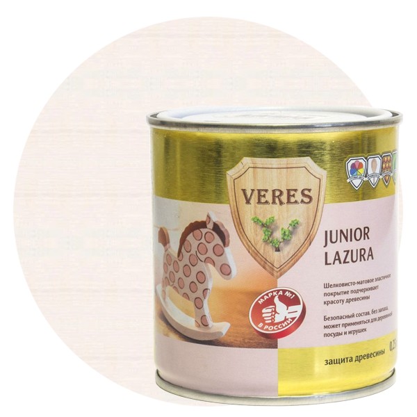 Пропитка для древесины Veres Junior Lazura №12 белая 0,25 л