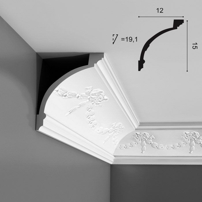 Карниз потолочный полиуретановый Orac Decor Luxxus C218 2000х120х150 мм