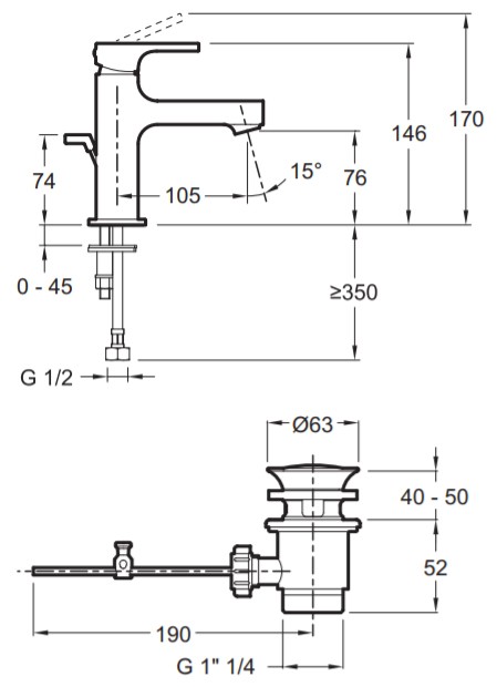Смеситель для биде Jacob Delafon Strayt Mini E8777-CP 