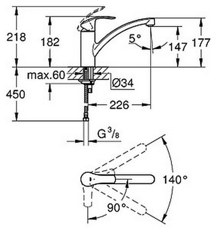 Смеситель для кухни Grohe Eurosmart 30260002
