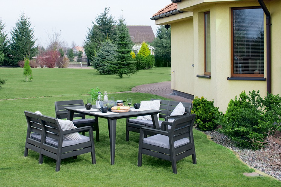 Комплект мебели Allibert Delano set with Lima table 160 графит-прохладный серый