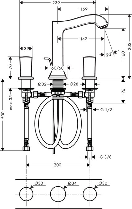 Смеситель для раковины Hansgrohe Metropol 31305090