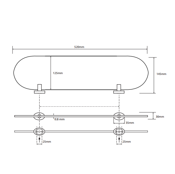 Полочка стеклянная Bemeta Oval 118402031 хром