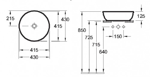 Раковина накладная Villeroy & Boch Artis 417943R1 Альпин 430х430 мм
