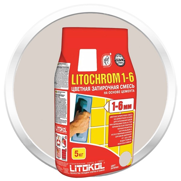 Затирка цементная для швов Litokol Litochrom 1-6 C.20 светло-серая 5 кг