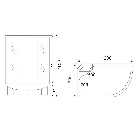 Душевая кабина Aqualux AQ-4073GFR Modo-130 1300х850х2150 мм правая