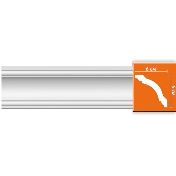 Плинтус потолочный полиуретановый Decomaster 96110F 2400х60х60 мм