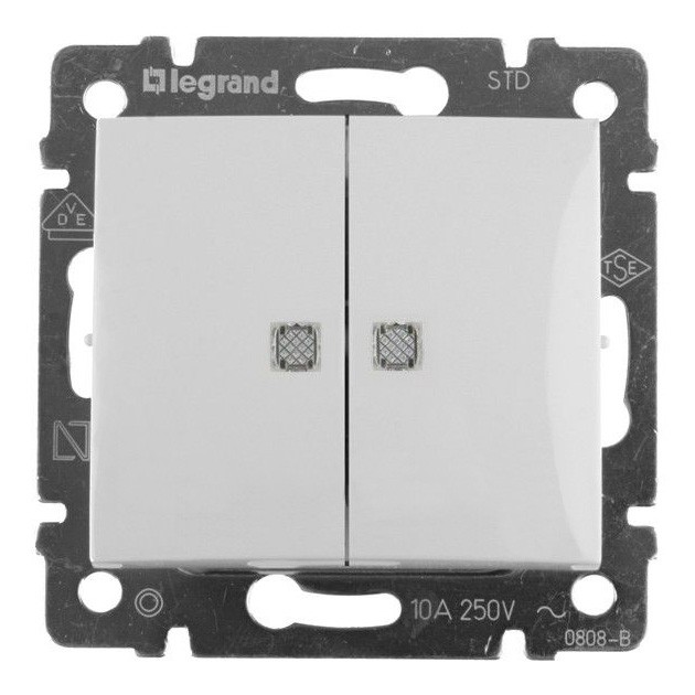 Механизм выключателя Legrand Valena 774428 двухклавишный c индикатором белый