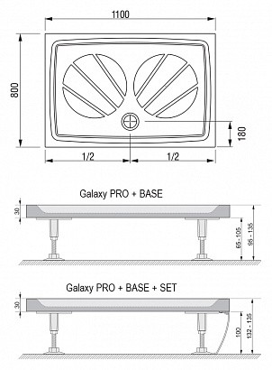 Поддон душевой Ravak Gigant Pro прямоугольный 1100x800х30 мм