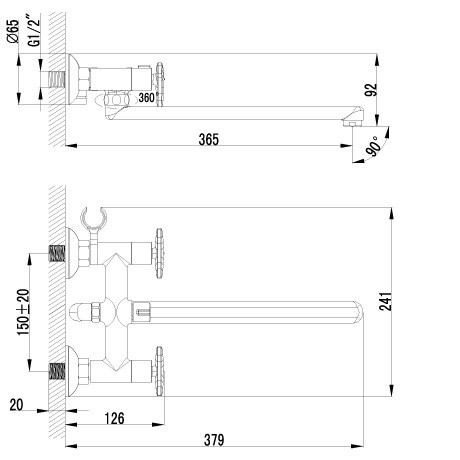 Смеситель для ванны Lemark Plus Spirit LM1951C