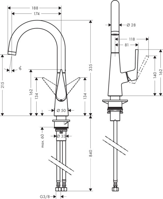 Смеситель для кухни Hansgrohe Talis S 200 72814800