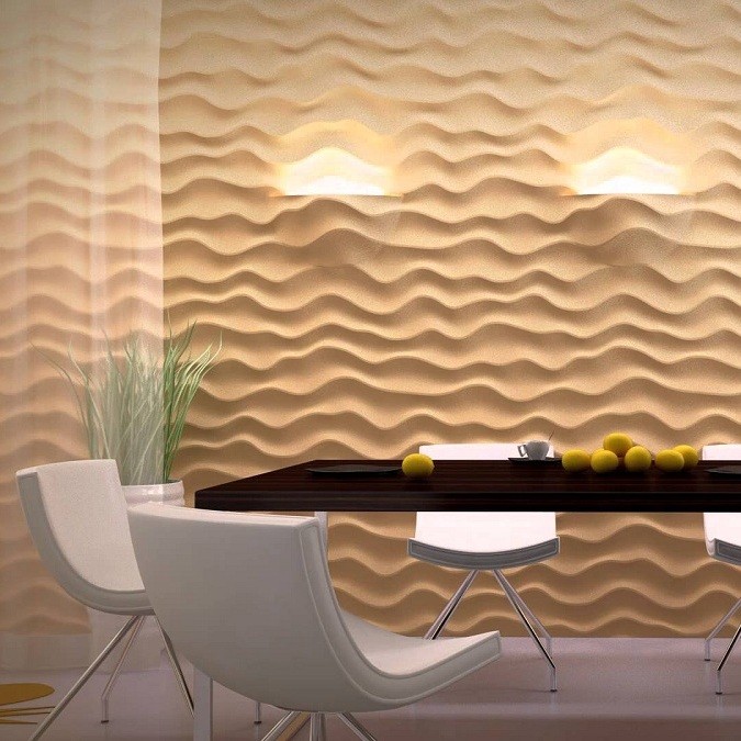 Дизайнерская 3D панель из гипса Artpole Sandy 2 LED White 3 модуля 600х600 мм