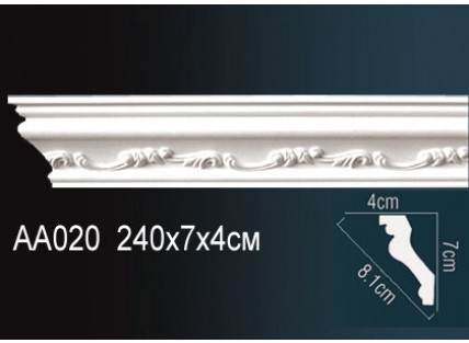 Карниз потолочный полиуретановый Перфект AA020F 2400х70х40 мм