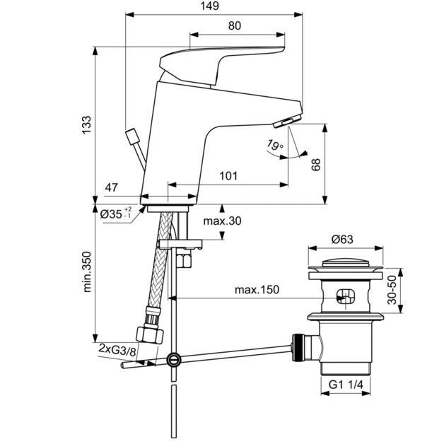 Смеситель для умывальника Ideal Standard Ceraflex B1707AA