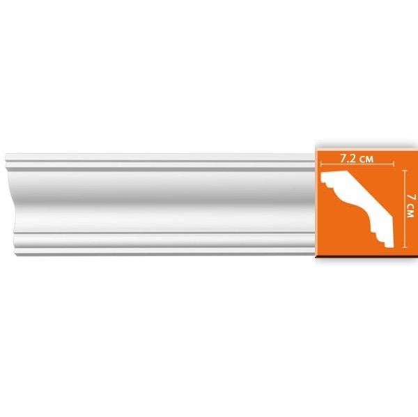 Плинтус потолочный полиуретановый Decomaster DP-339 2400х72х70 мм