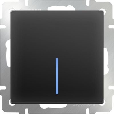 Механизм выключателя Werkel WL08-SW-1G-2W-LED одноклавишный проходной с подсветкой черный матовый