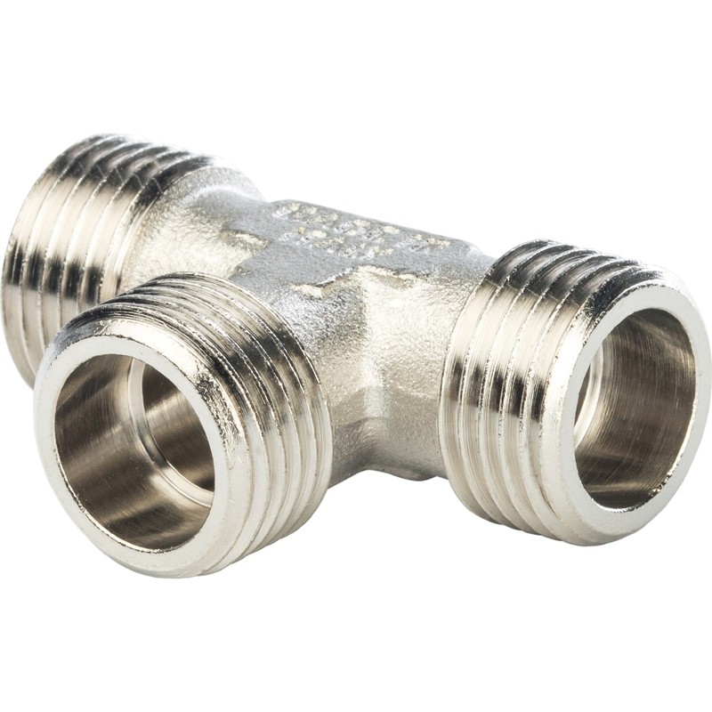 Тройник Stout SFT-0018-343434 3/4х3/4х3/4 дюйма никелированный с наружной резьбой