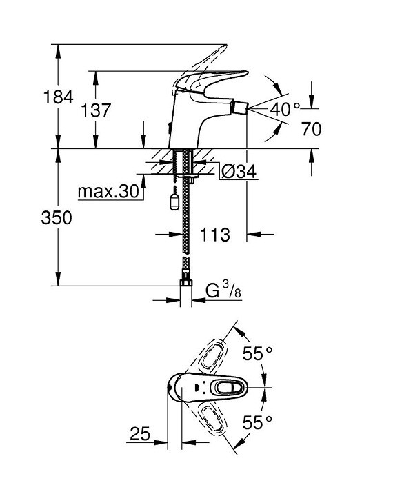 Смеситель для биде Grohe Eurostyle New 33566003