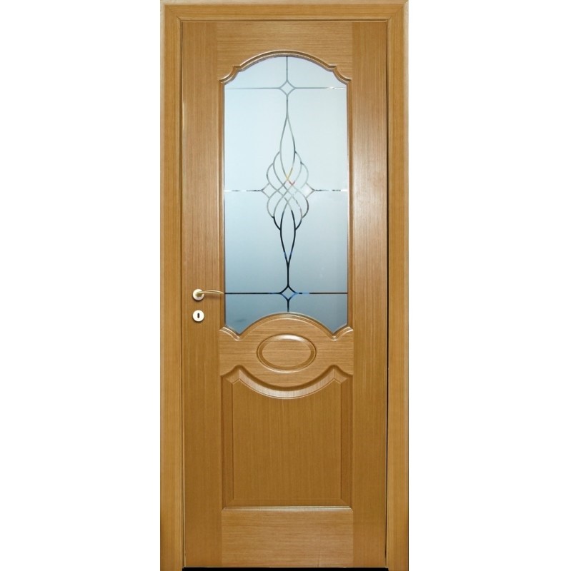 Дверное полотно Мариам Милано шпон Светлый дуб стекло сатинат 2000х800 мм