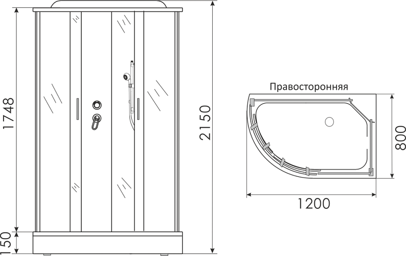 Душевая кабина Erlit Comfort ER3512PR-C4 1200x800x2150 мм