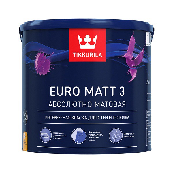 Краска латексная Tikkurila Euro Matt-3 основа А 0,9 л