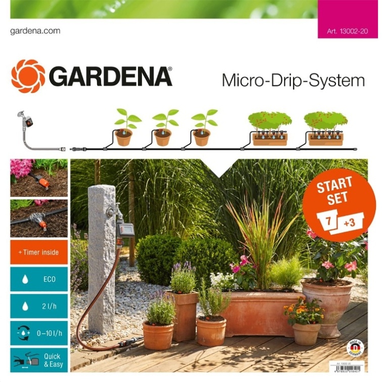 Комплект микрокапельного полива Gardena 13002-20 базовый с таймером