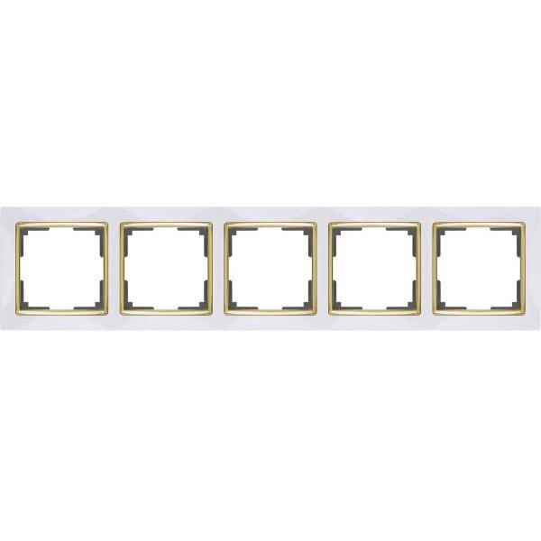 Рамка пятиместная Werkel Snabb WL03-Frame-05-white-GD белая/золото