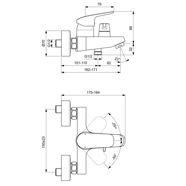 Смеситель для ванны Ideal Standard Ceraflex B1740AA