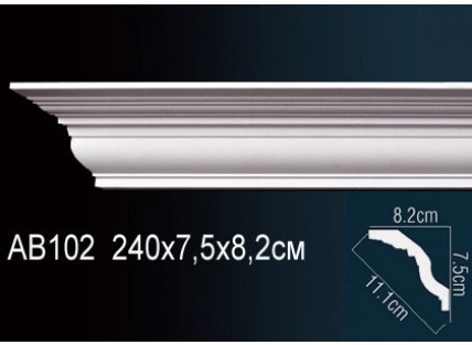 Карниз потолочный полиуретановый Перфект AB102F 2400х75х82 мм