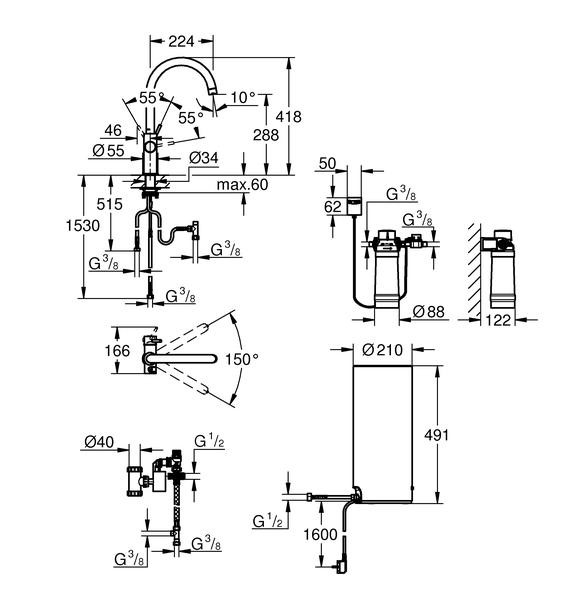 Смеситель для кухни Grohe Red Duo New 30079001 с водонагревателем
