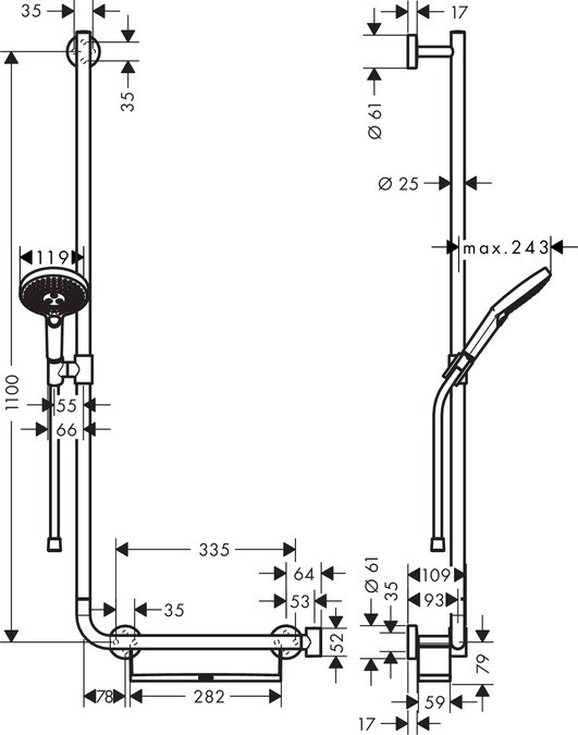 Душевой гарнитур Hansgrohe Raindance Select S 120 EcoSmart 26325000