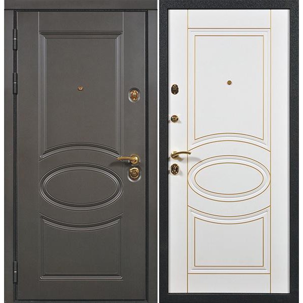 Дверь входная металлическая Сталлер Венеция левая 2050х960 мм снаружи МДФ эмаль серо-черная внутри МДФ эмаль Слоновая кость