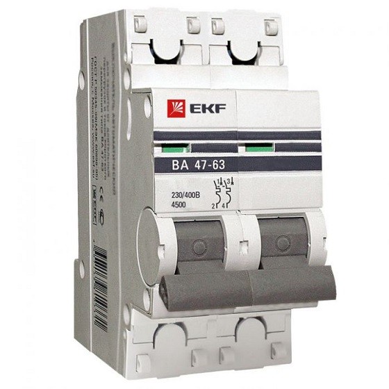 Автоматический выключатель EKF Proxima ВА 47-63 2P 4,5 кА 20А С
