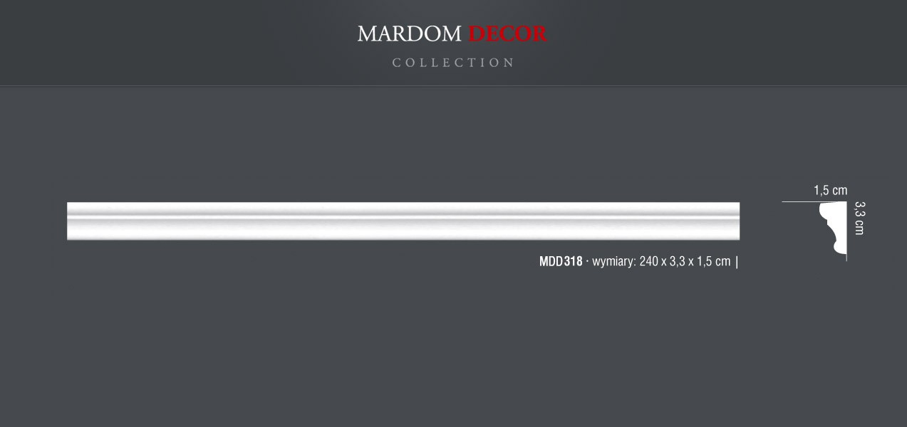 Молдинг полиуретановый Mardom Decor MDD318 2400х33х15 мм