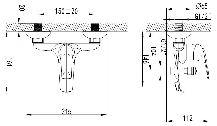 Смеситель для ванны Zenta Рико Z2303 с аксессуарами