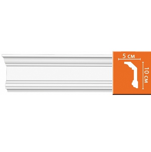 Плинтус потолочный полиуретановый Decomaster 96321 2400х50х100 мм