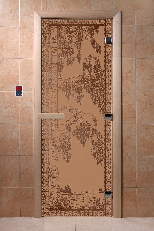 Дверь для сауны стеклянная Doorwood DW00906 Березка бронза матовая 800х2000 мм 