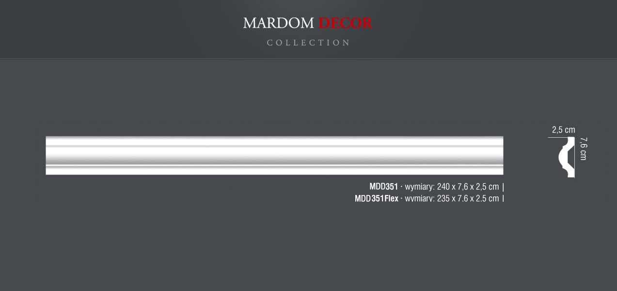 Молдинг полиуретановый Mardom Decor MDD351 2400х76х25 мм