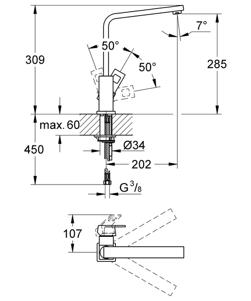 Смеситель для кухни Grohe Eurocube 31255DC0