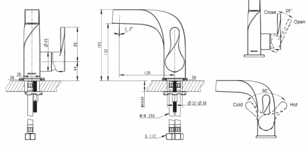 Смеситель для раковины Bravat Wave F174108C-2