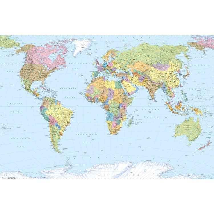 Фотообои флизелиновые Komar World Map XXL4-038 3,68х2,48 м
